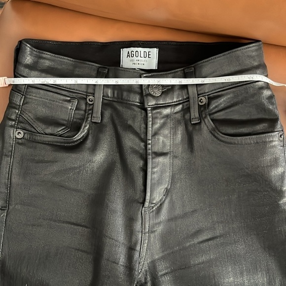 AGOLDE Sophie High Rise Skinny Black Leatherette Jeans in Size 24 - Picture 13 of 14